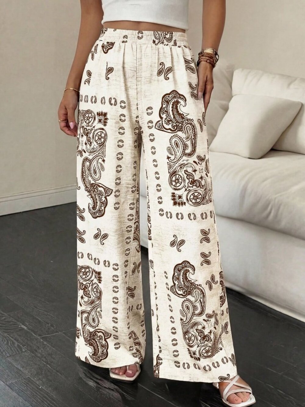 Apricot Boho Women's Print Wide Leg Pants - Picture 2 of 4